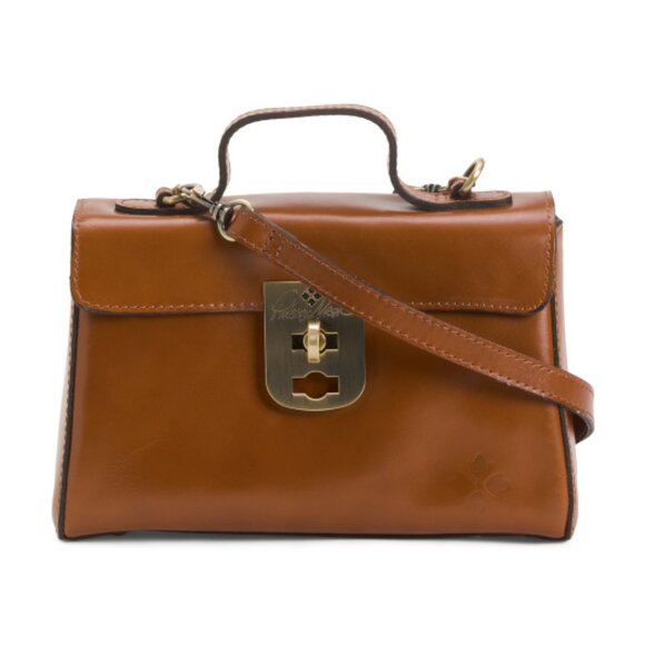 PATRICIA NASH Leather Carisbrooke Satchel With Twist Lock Closure